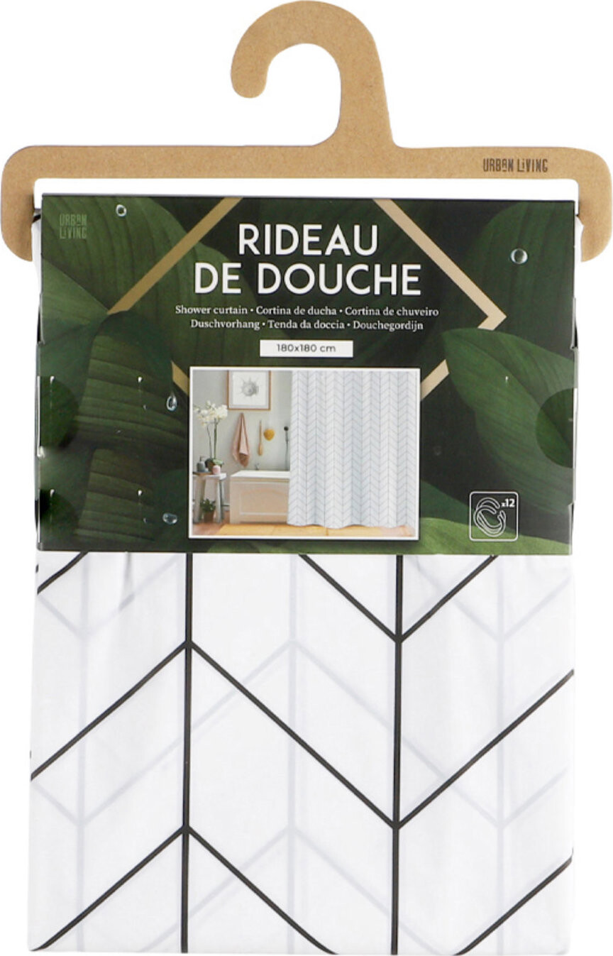 DOCHTMANN Sprchový závěs PVC 180 × 180 cm, motiv geometrický
