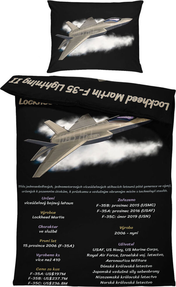 IMPAR Obliečky F35 Lightning II, 140 × 200 cm + 90 × 70 cm