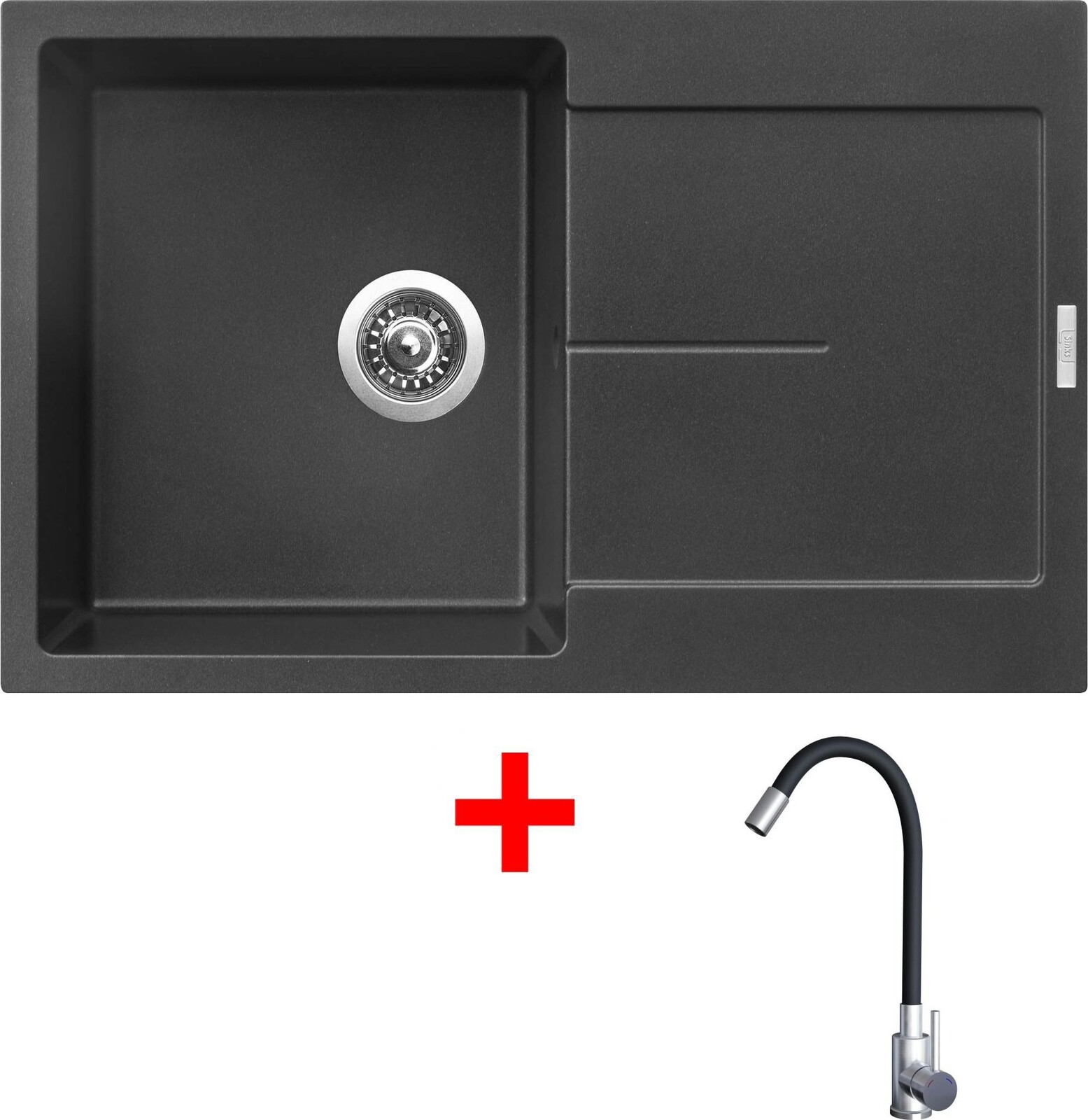 Sinks Ultima 790 Metalblack + Elasta nehrdzavejúca oceľ/čierny