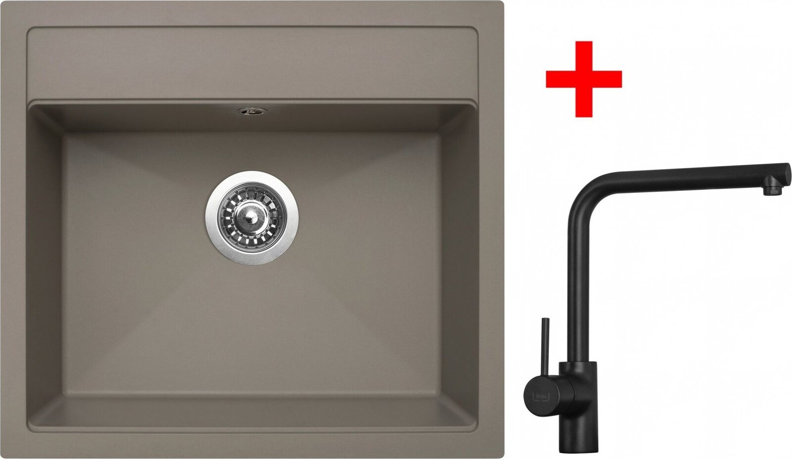 Sinks Solo 560 Truffle + Elka čierny matný