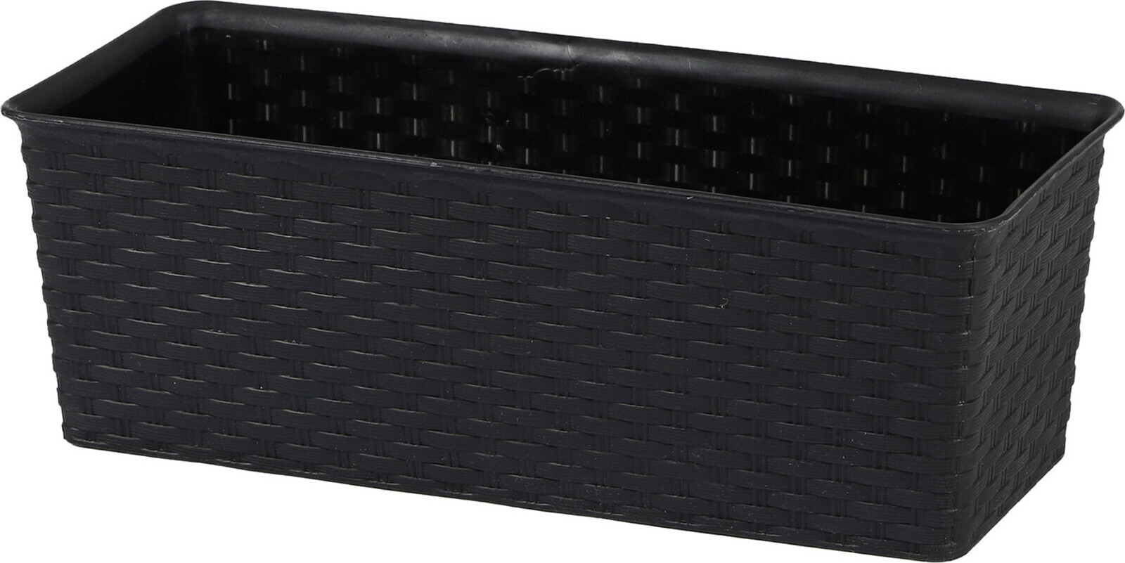 DOCHTMANN Květináč rattan obdelník 30 × 13,5 × 10,5 cm, černý