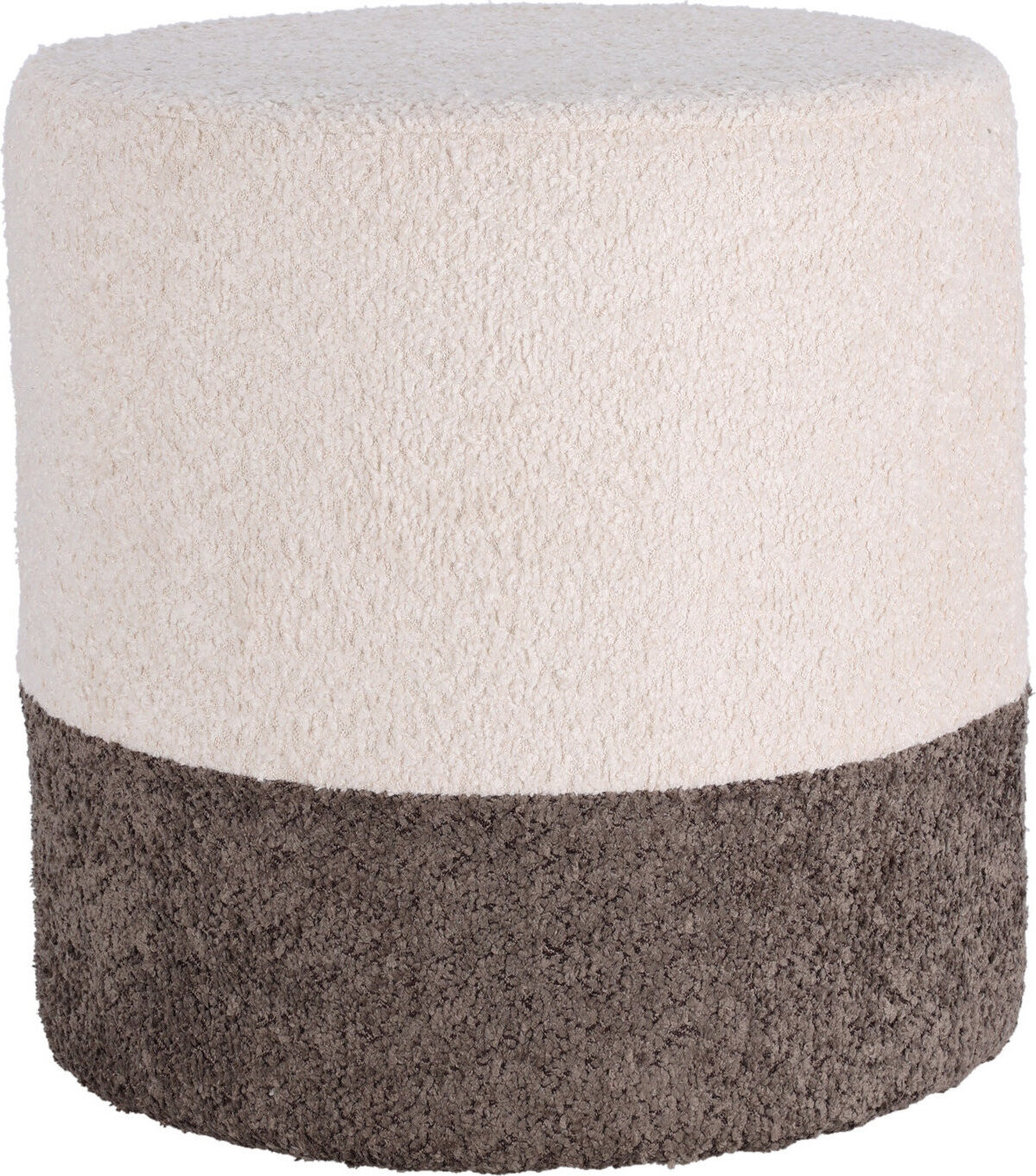 Home Styling Collection, Kulatý čalouněný puf ve dvou barvách boucle, 34 × 35 cm, světle béžový