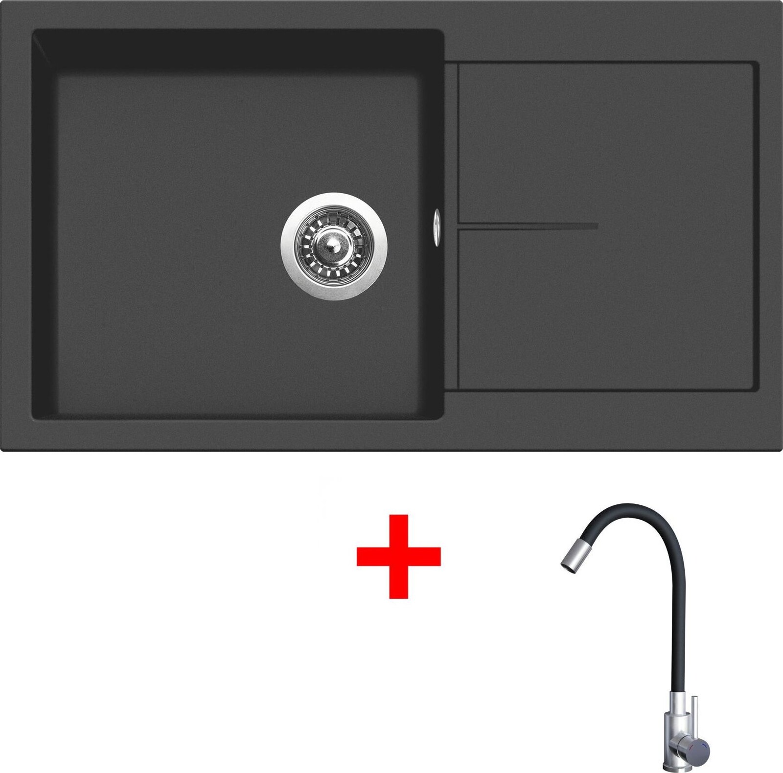Sinks Infinity 860 Pureblack + Elasta nehrdzavejúca oceľ/čierny