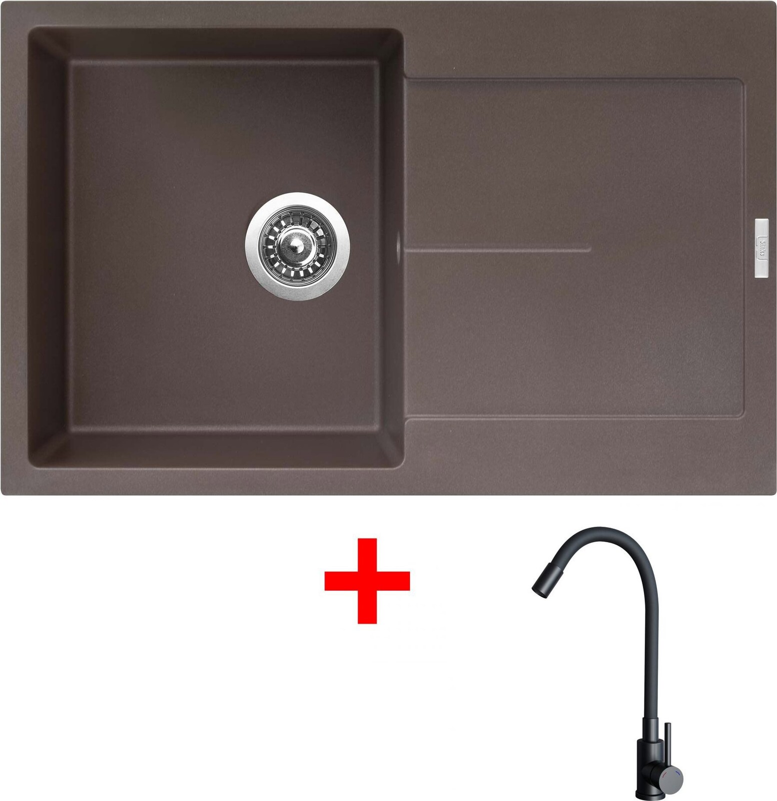 Sinks Ultima 790 Marone + Elasta čierny matný