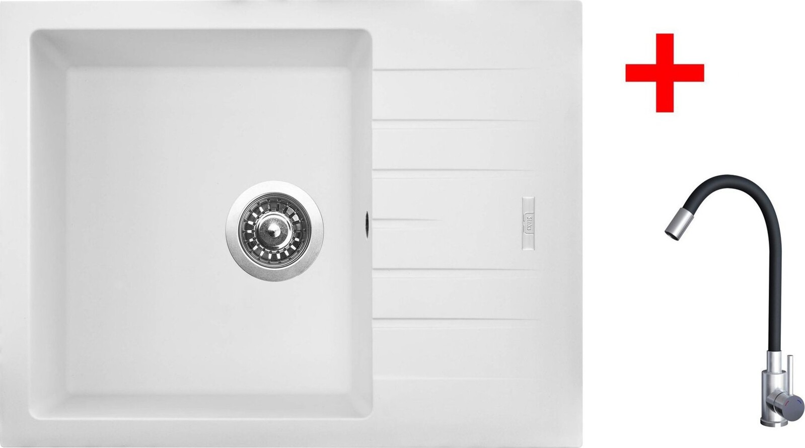 Sinks Perfecto 650 Milk + Elasta nehrdzavejúca oceľ/čierny