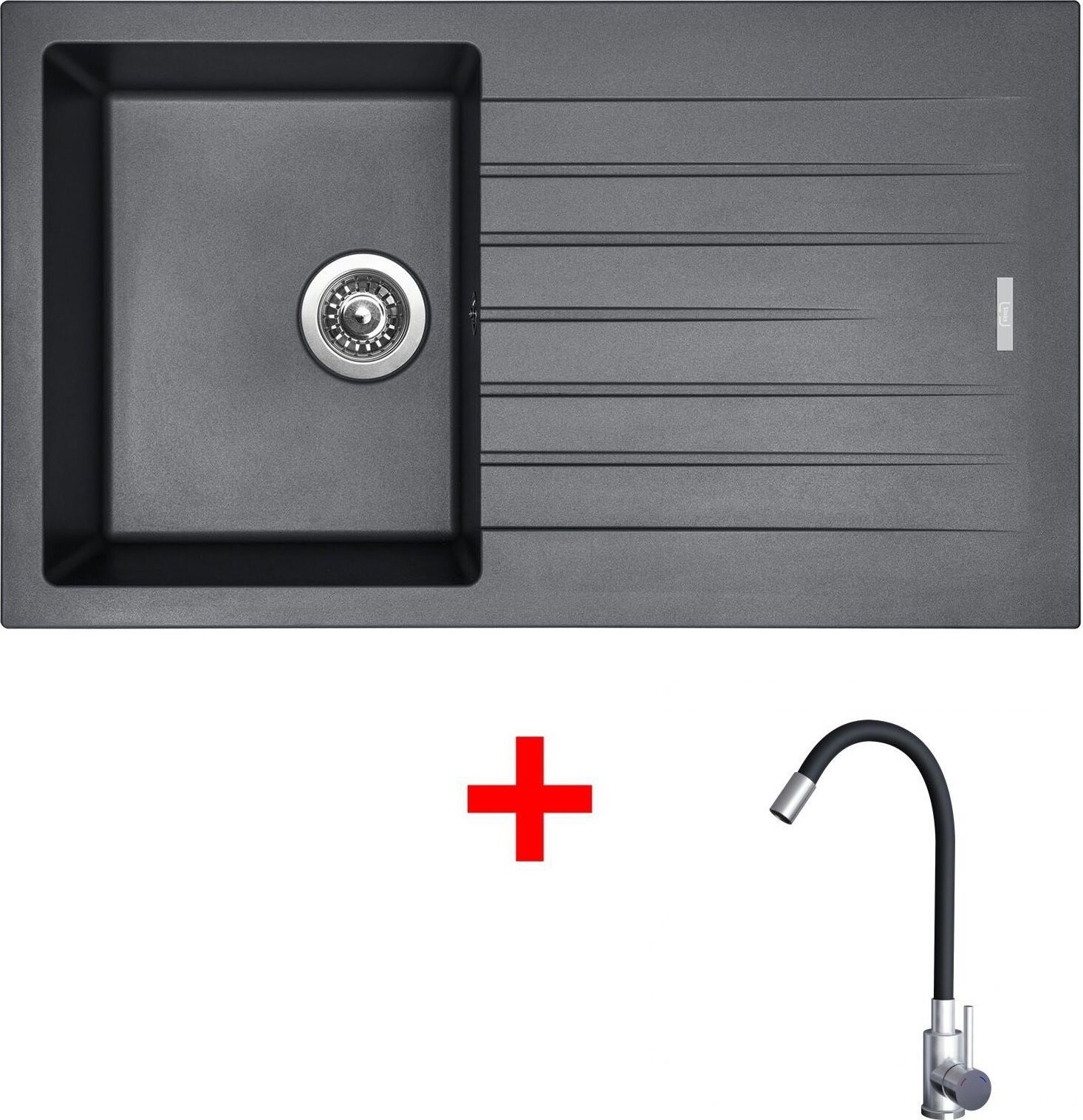 Sinks Perfecto 860 Titanium + Elasta nehrdzavejúca oceľ/čierny