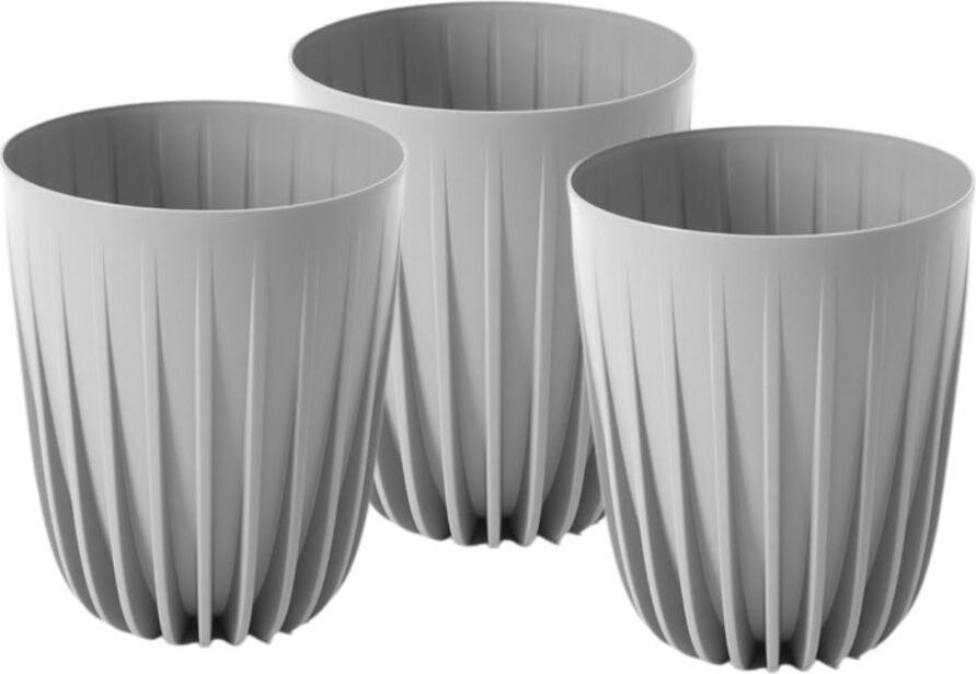 Lamela Květináč MIRA 19 cm, šedý, set 3 ks
