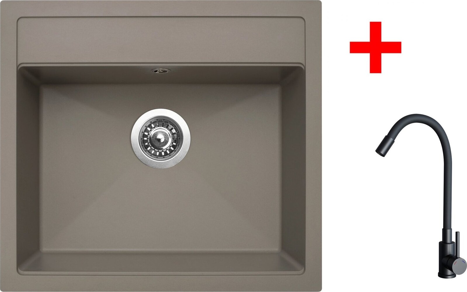 Sinks Solo 560 Truffle + Elasta čierny matný