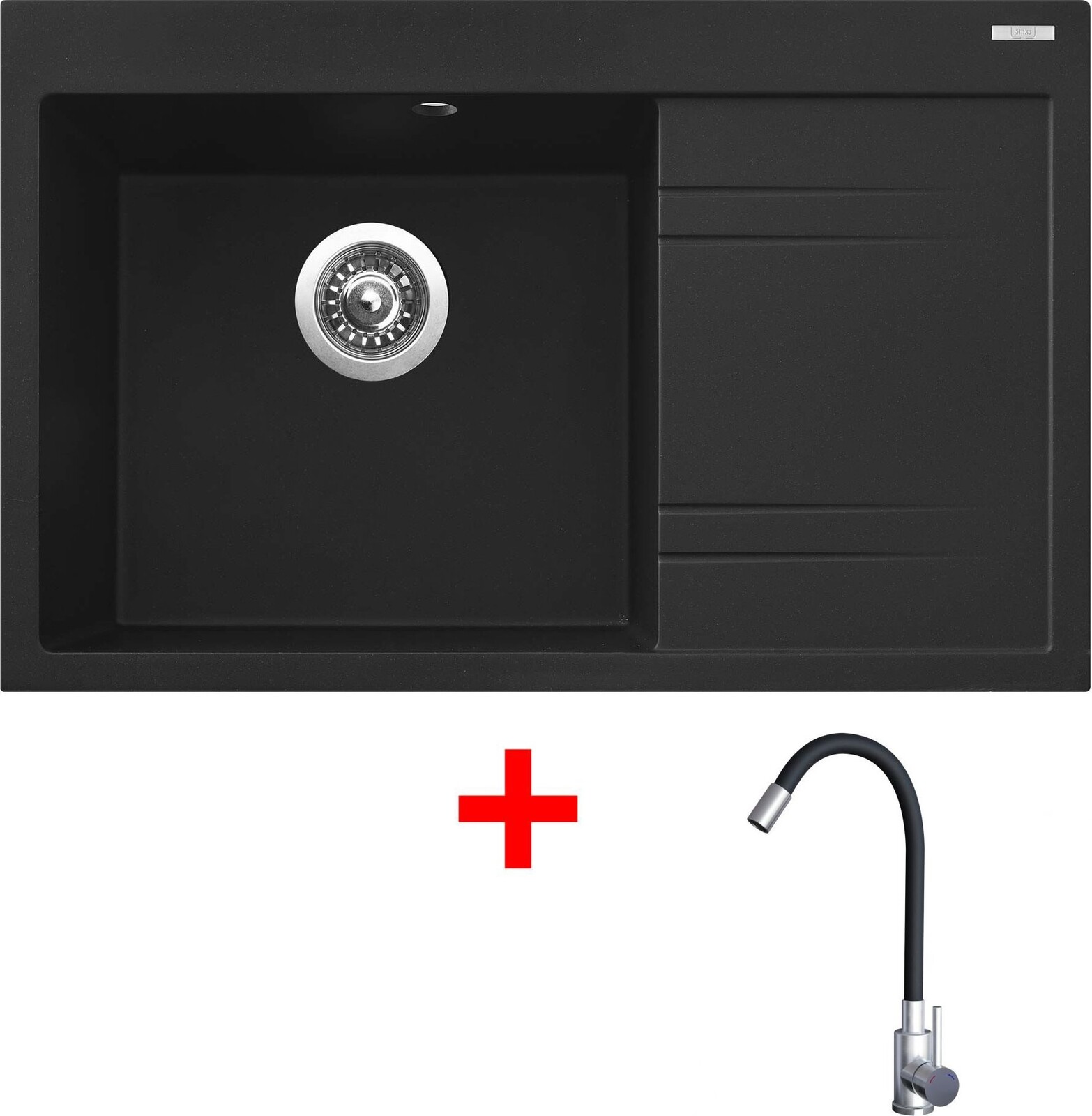 Sinks Rim 780 L Metalblack + Elasta nehrdzavejúca oceľ/čierny
