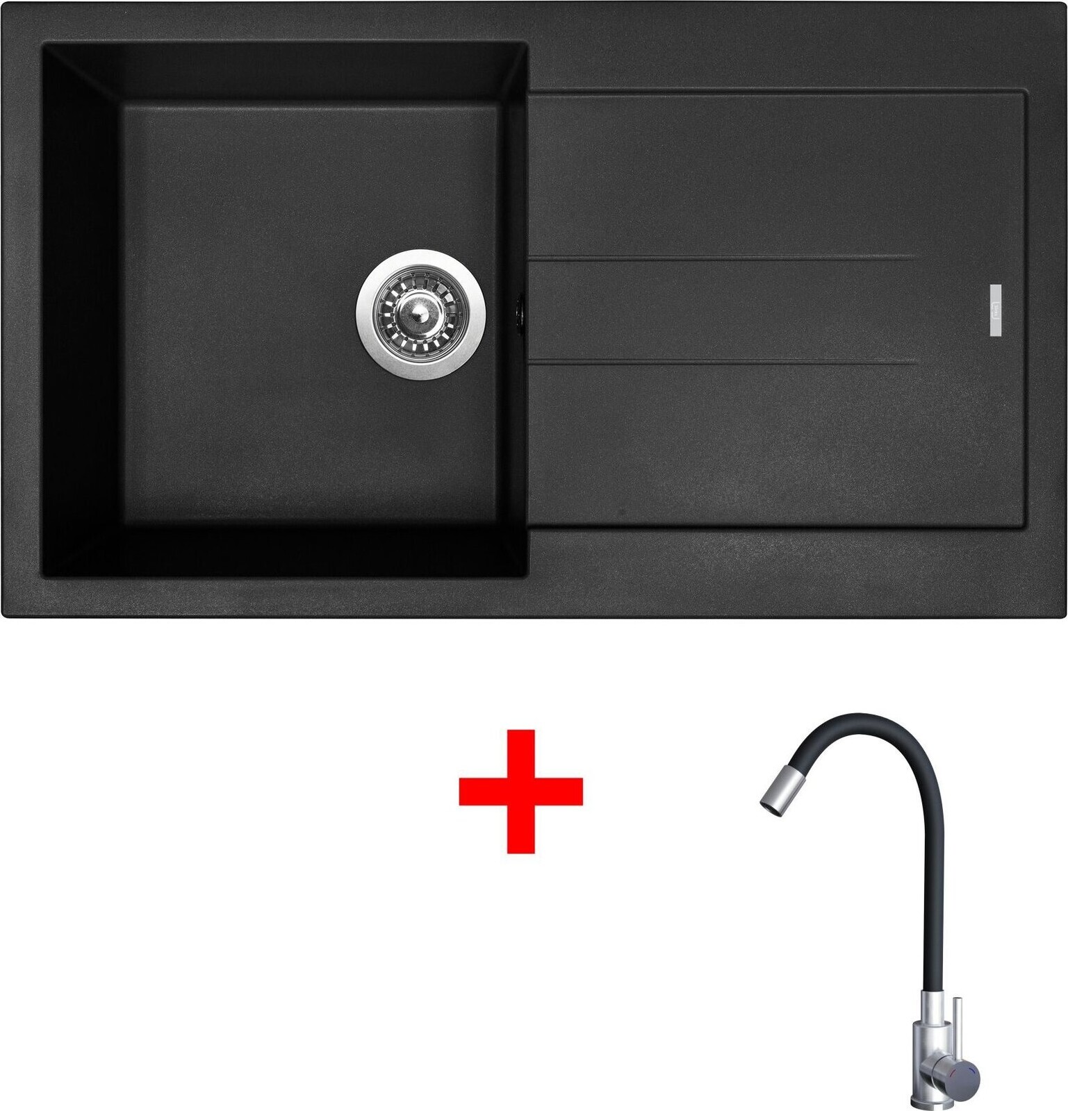 Sinks Amanda 860 Pureblack + Elasta nehrdzavejúca oceľ/čierny