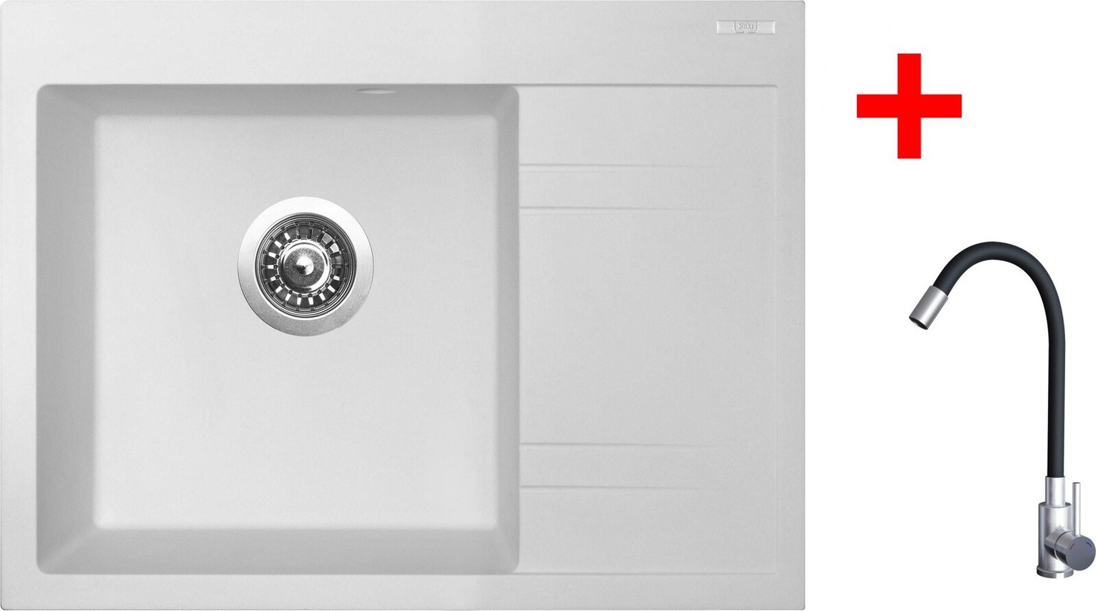 Sinks Rim 650 L Milk + Elasta nehrdzavejúca oceľ/čierny