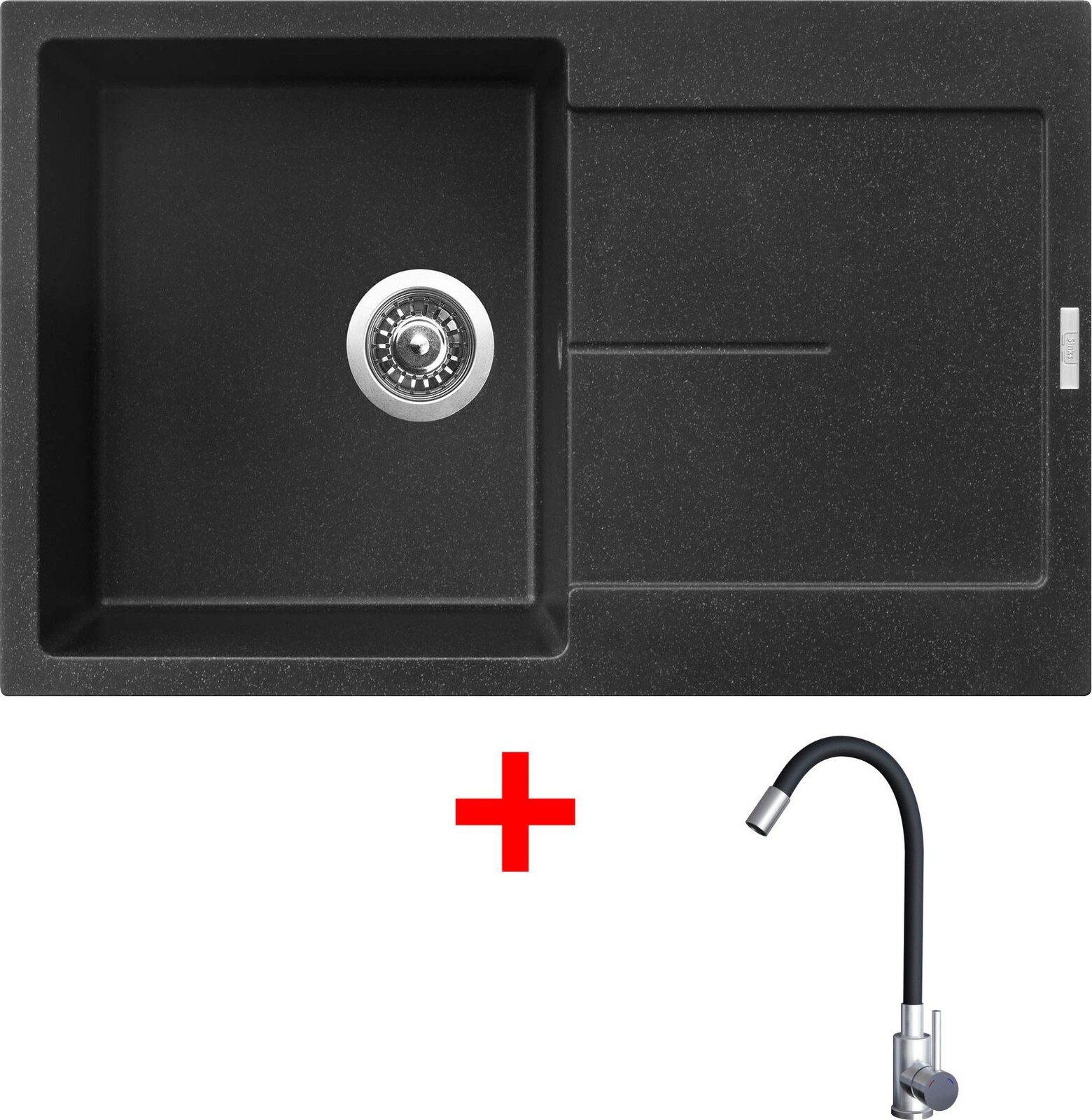 Sinks Ultima 790 Granblack + Elasta nehrdzavejúca oceľ/čierny