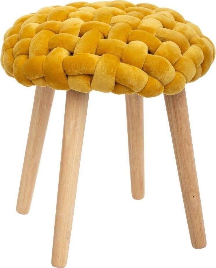 Atmosphera Stolička Cosy s kostkovaným sedadlem, průměr 43 cm, žlutá