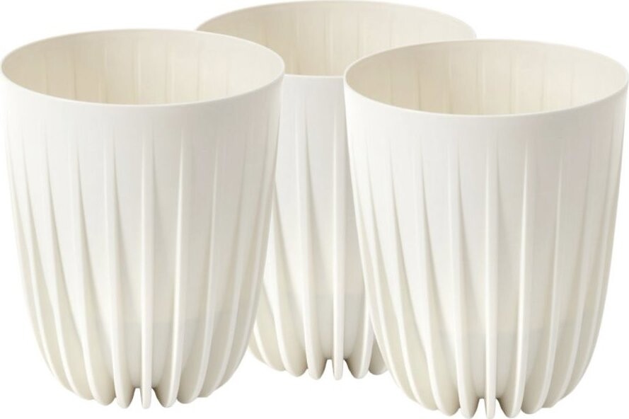Lamela Květináč MIRA 19 cm, krémovýová, set 3 ks