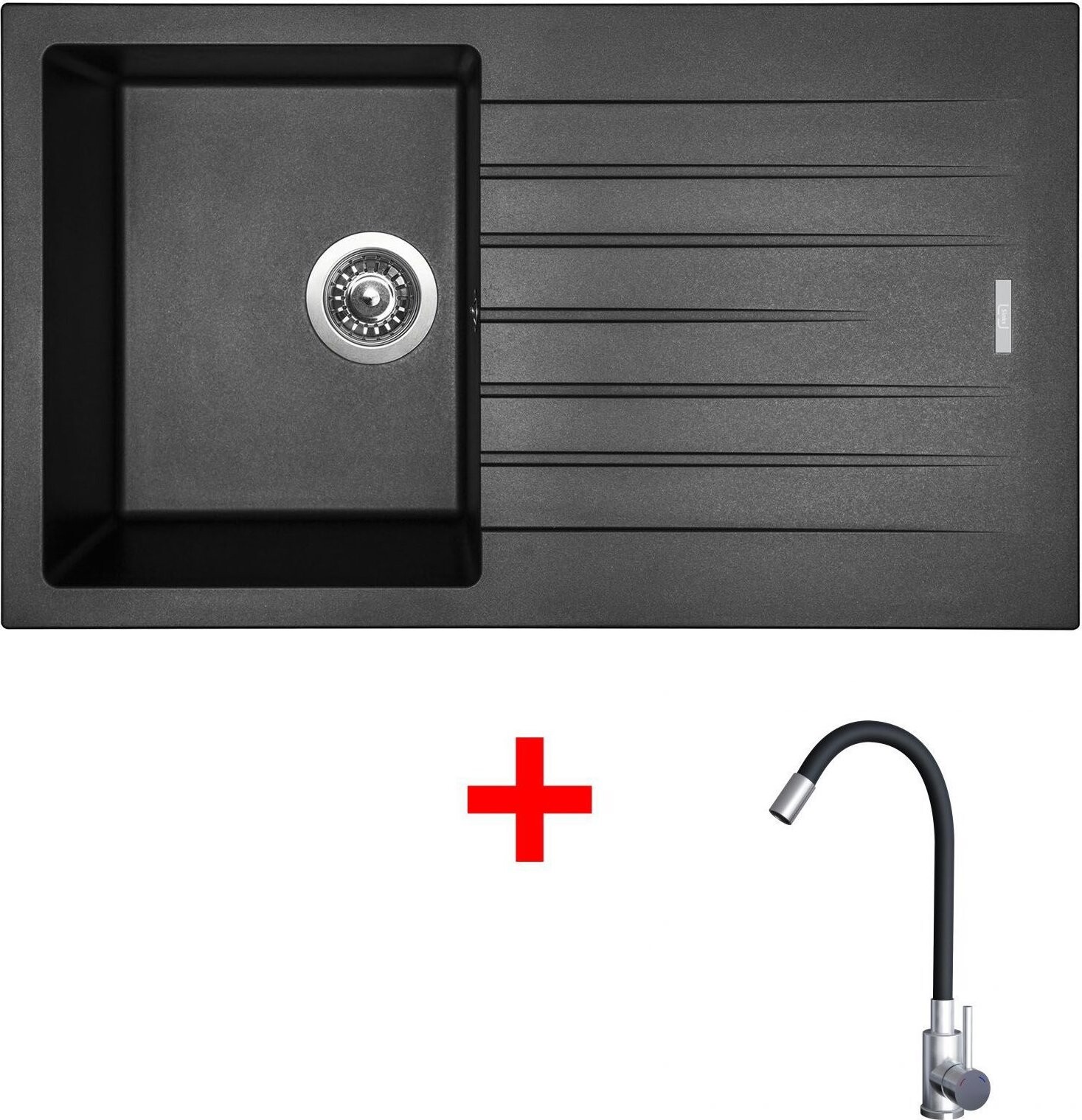 Sinks Perfecto 860 Metalblack + Elasta nehrdzavejúca oceľ/čierny