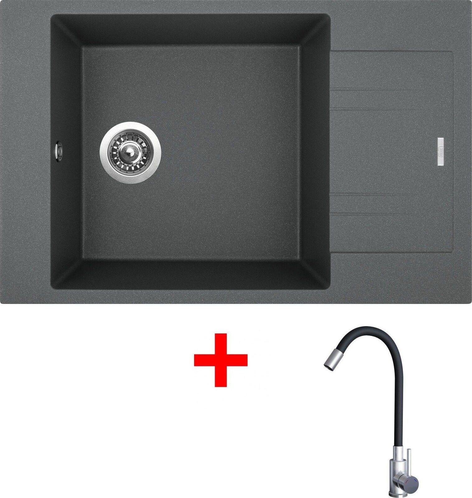 Sinks Vario 780 Titanium + Elasta nehrdzavejúca oceľ/čierny