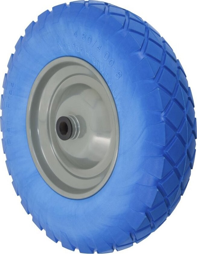 WALTECO Nepropíchnutelné kolo, průměr 390 mm, průměr osy 20 mm, modrá guma, nosnost 200 kg