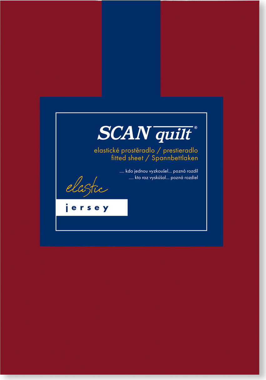 SCANquilt Prestieradlo Jersey Elastic Lycra tmavo červené 90 × 200 cm