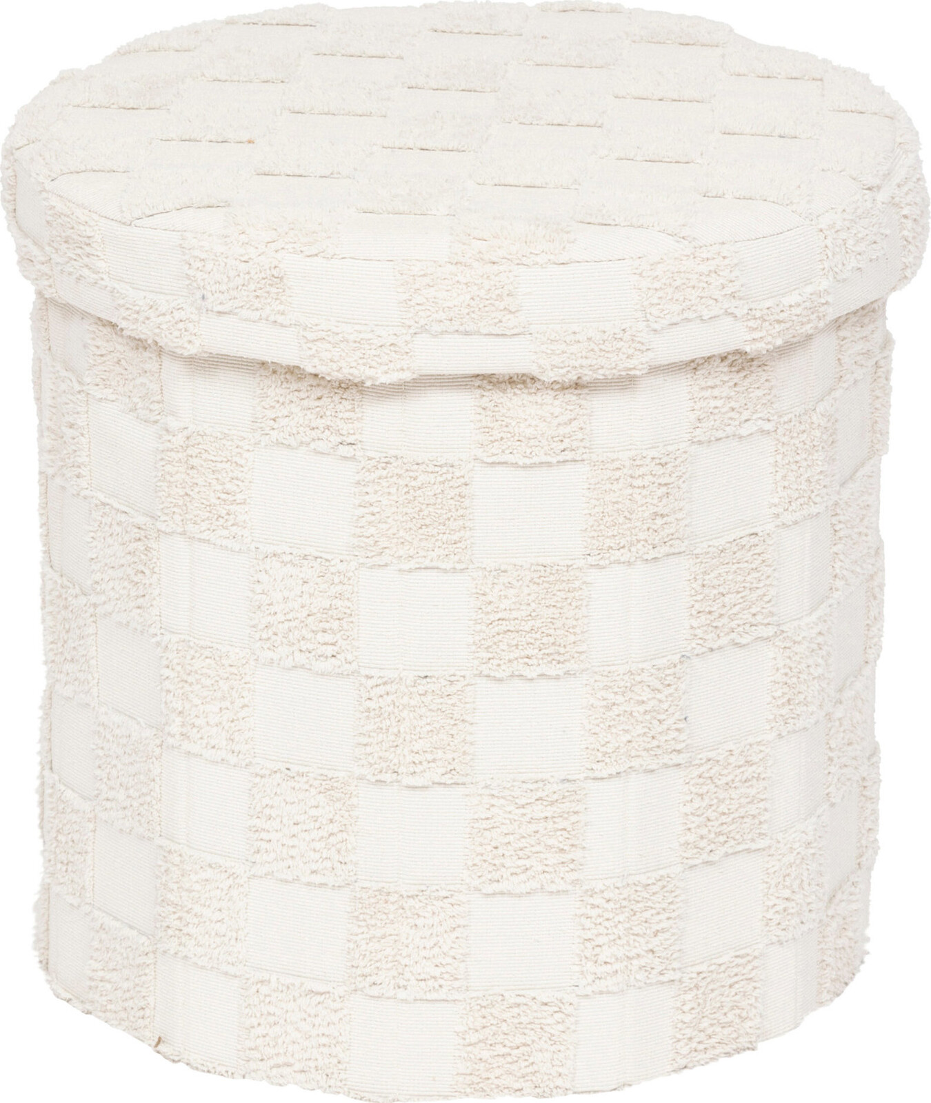 Atmosphera Kulatý skládací taburet PASTI, tuftovaný, průměr 38 cm, bílý