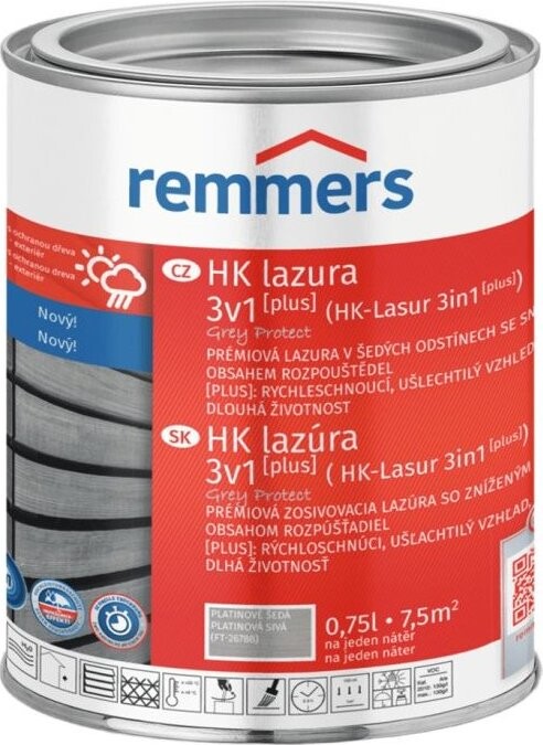 Remmers HK Lazura 3v1 Grey Protect [plus] 0,75 l Platingrau / Platinově šedá
