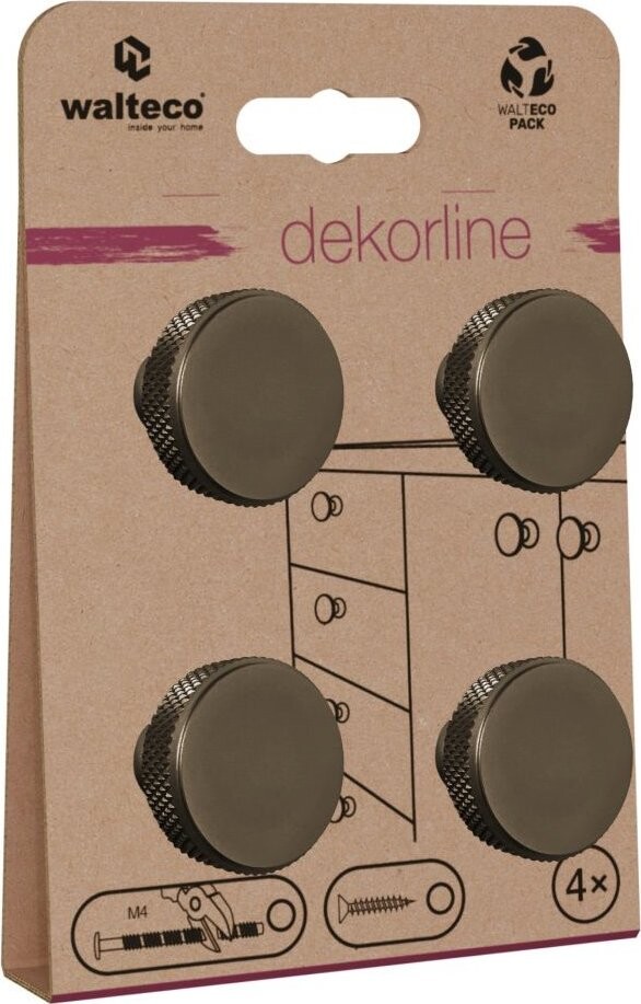 Walteco Set nábytkových knopek Dieren, průměr 30 mm, aluminium elox, hnědé, 4 ks