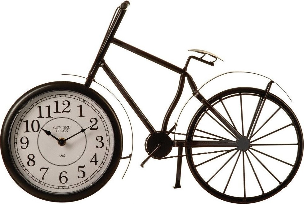 Atmosphera Stolové kovové hodiny v tvare bicykla, 52 × 32 cm, čierne