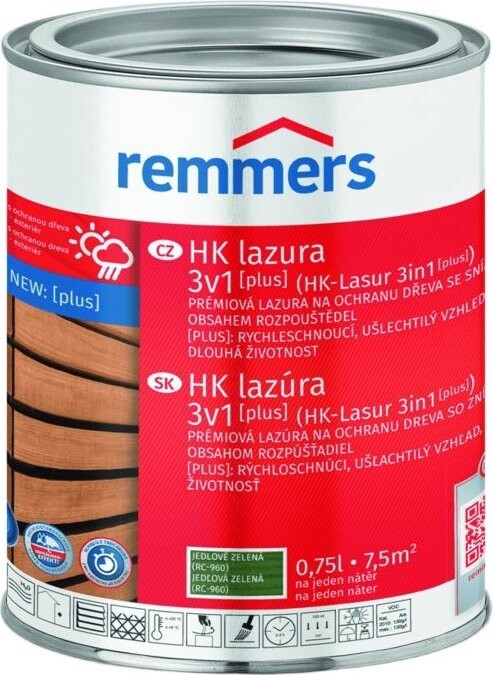 Remmers HK Lazura 3v1 [plus] 0,75 l Tannengruen / Jedlová zeleň