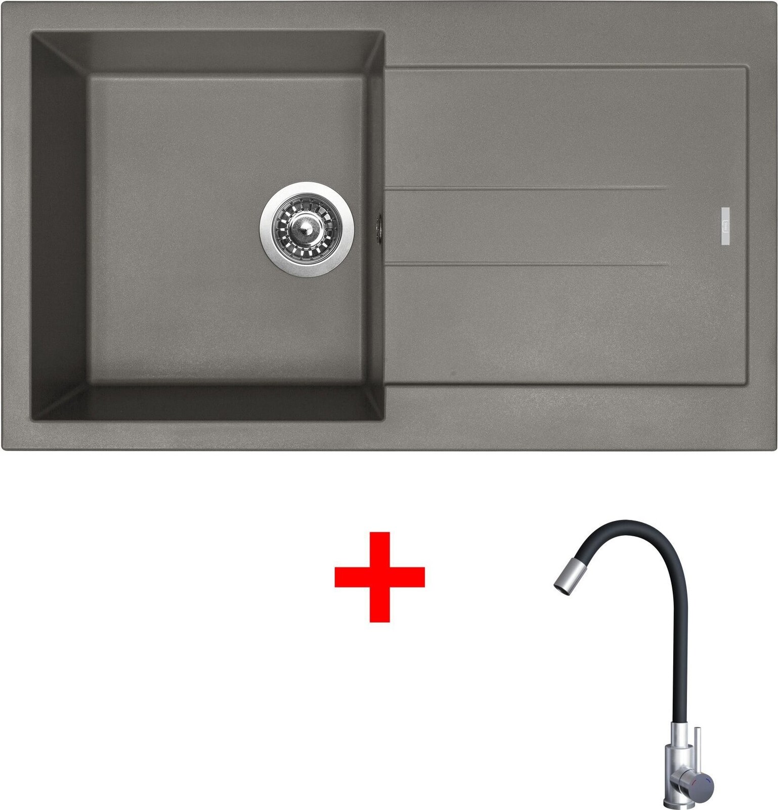 Sinks Amanda 860 Truffle + Elasta nehrdzavejúca oceľ/čierny