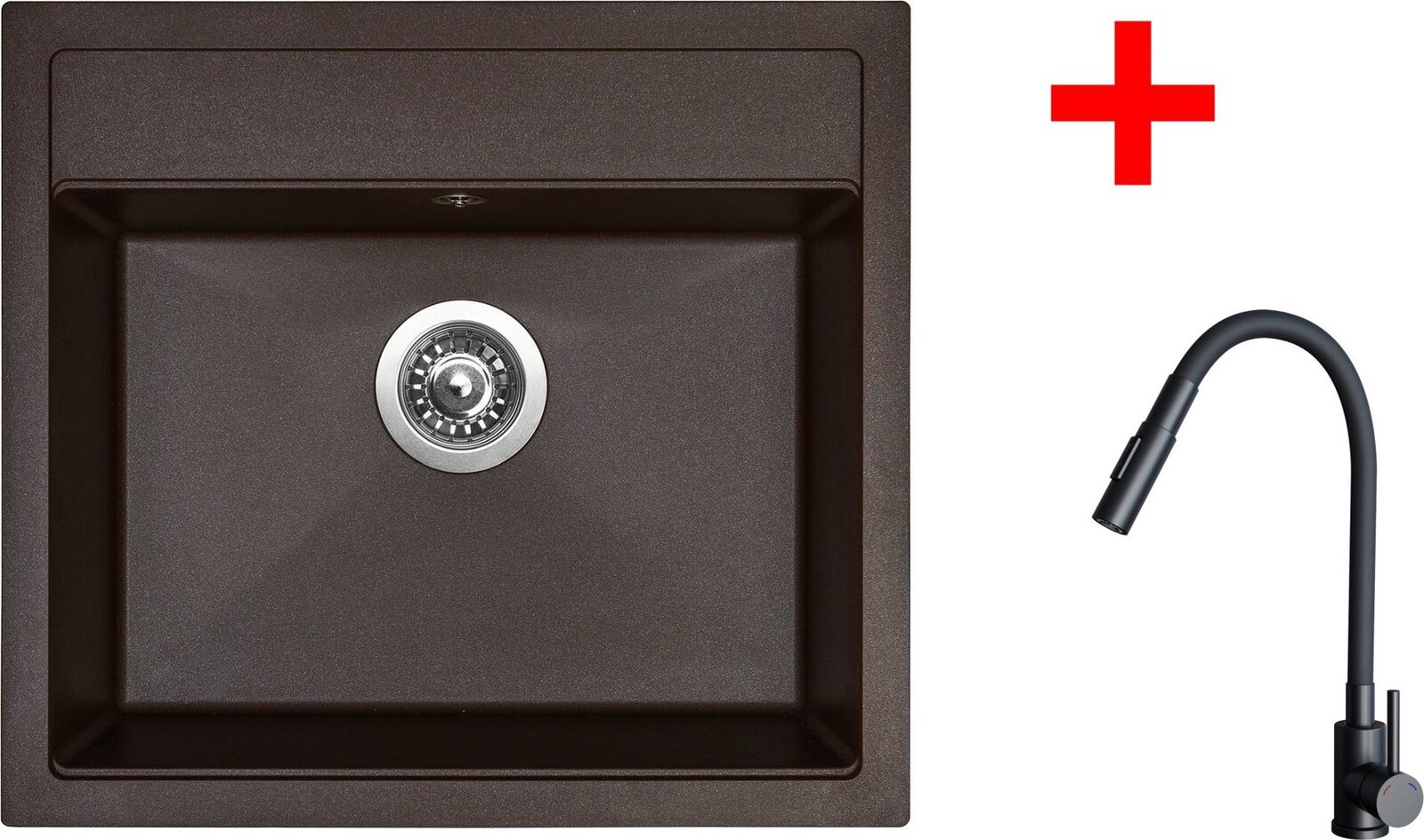 Sinks Solo 560 Marone + Elasta S čierny matný