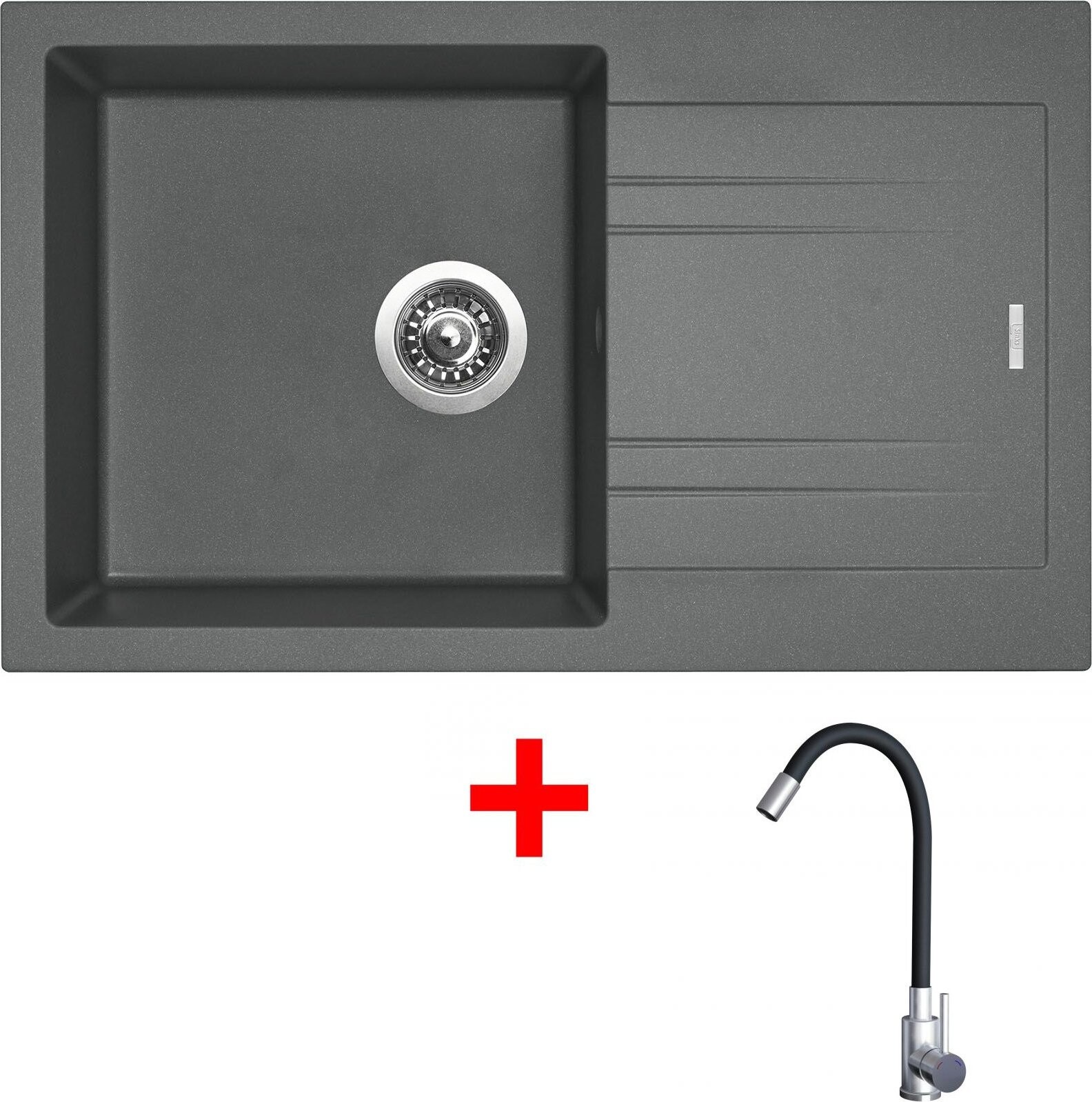Sinks Linea 780 Titanium + Elasta nehrdzavejúca oceľ/čierny