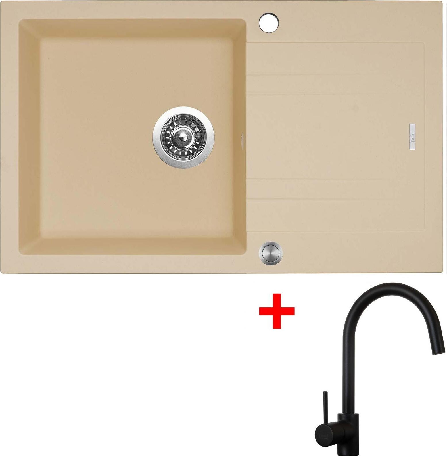 Sinks Linea 780 XC Sahara + Vitalia, čierna, matná