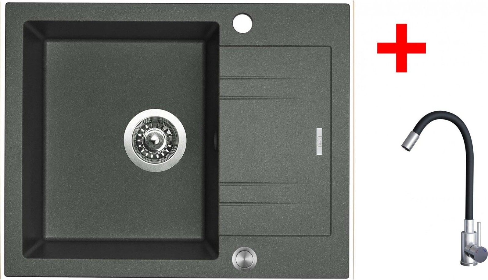 Sinks Linea 600 XC Titanium + Elasta nehrdzavejúca oceľ/čierny
