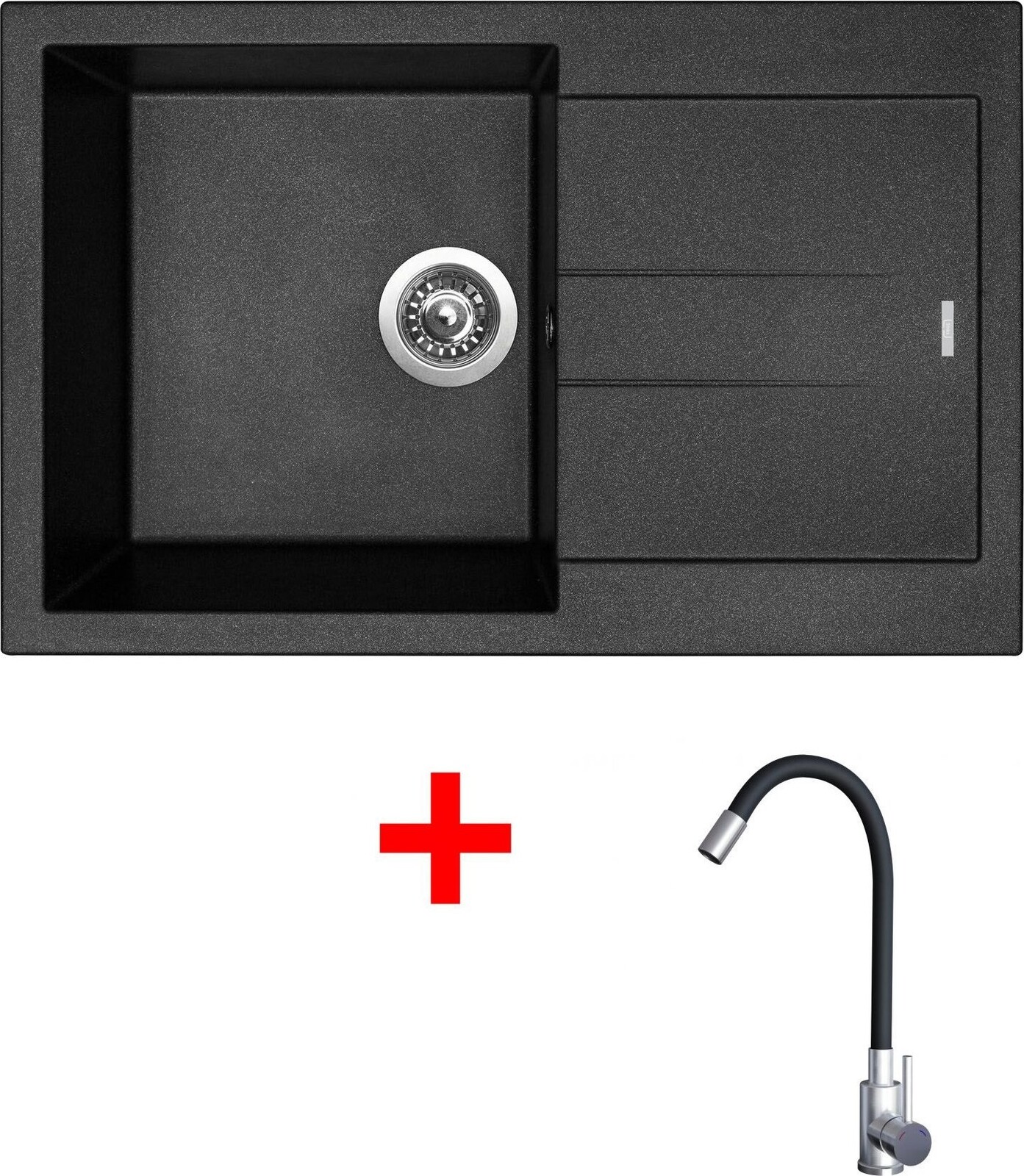 Sinks Amanda 780 Metalblack + Elasta nerez/černý