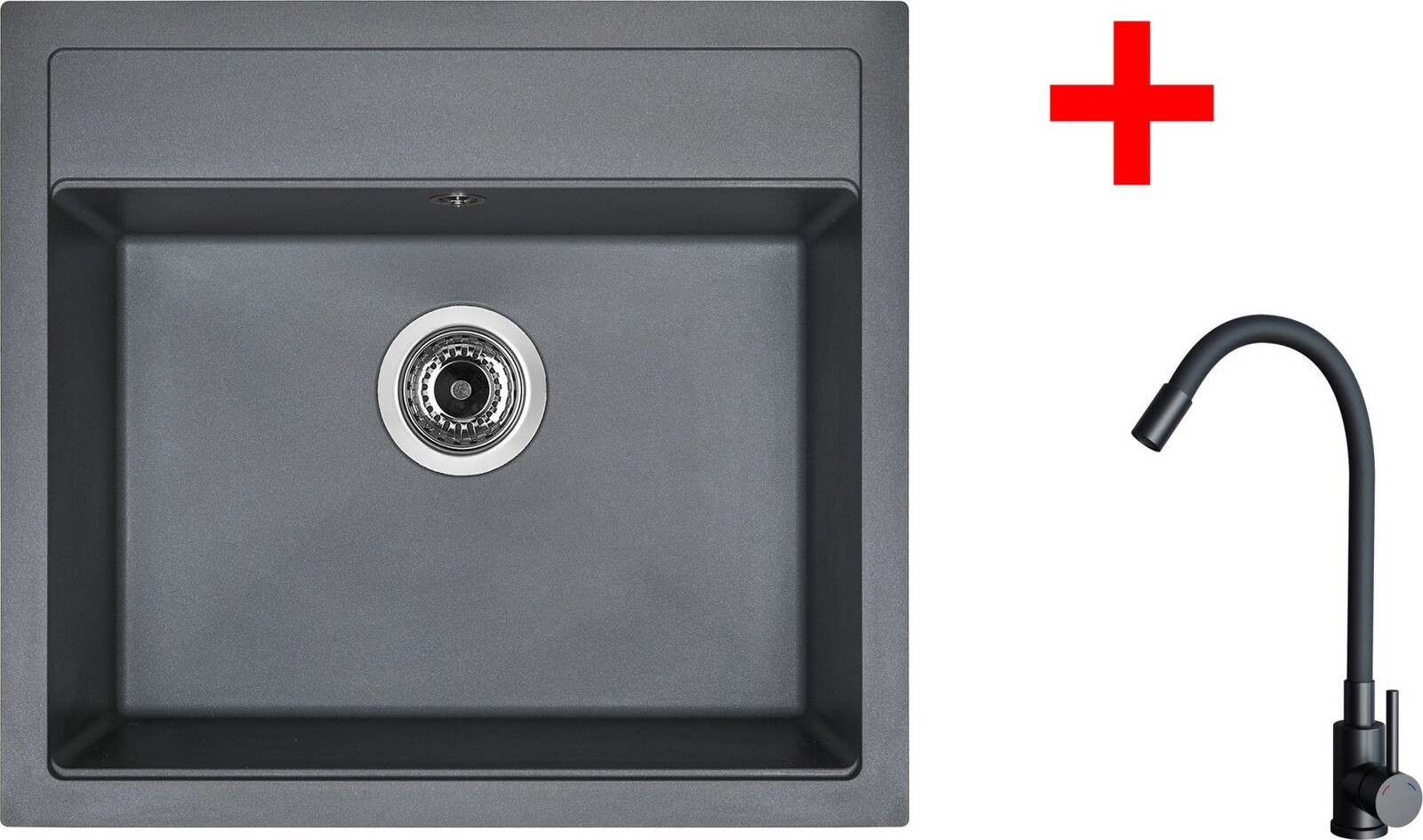 Sinks Solo 560 Titanium + Elasta čierny matný
