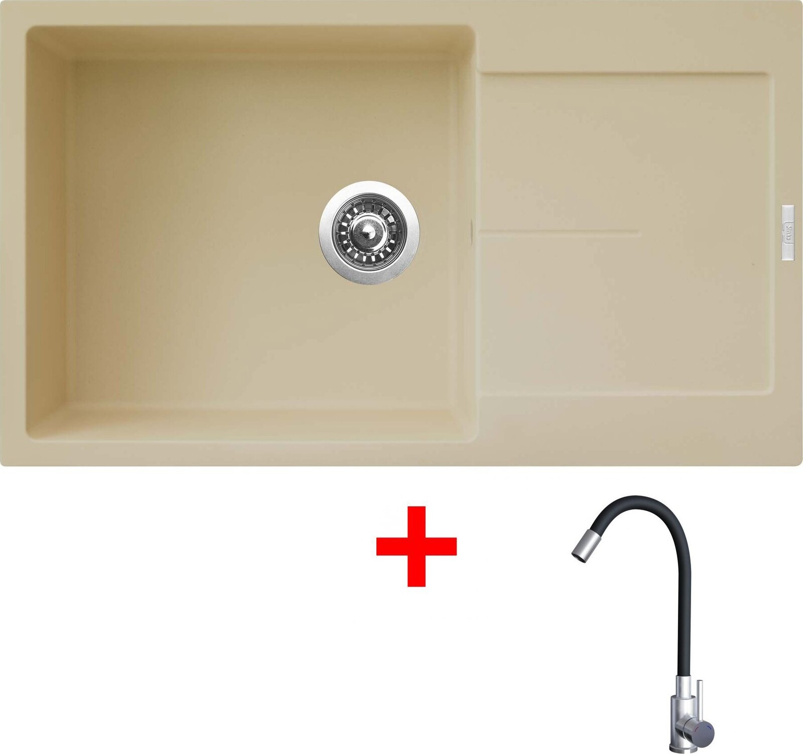 Sinks Ultima 860 XXL Sahara + Elasta nehrdzavejúca oceľ/čierny