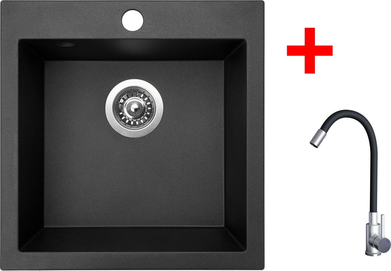 Sinks Viva 455 Metalblack + Elasta nehrdzavejúca oceľ/čierny