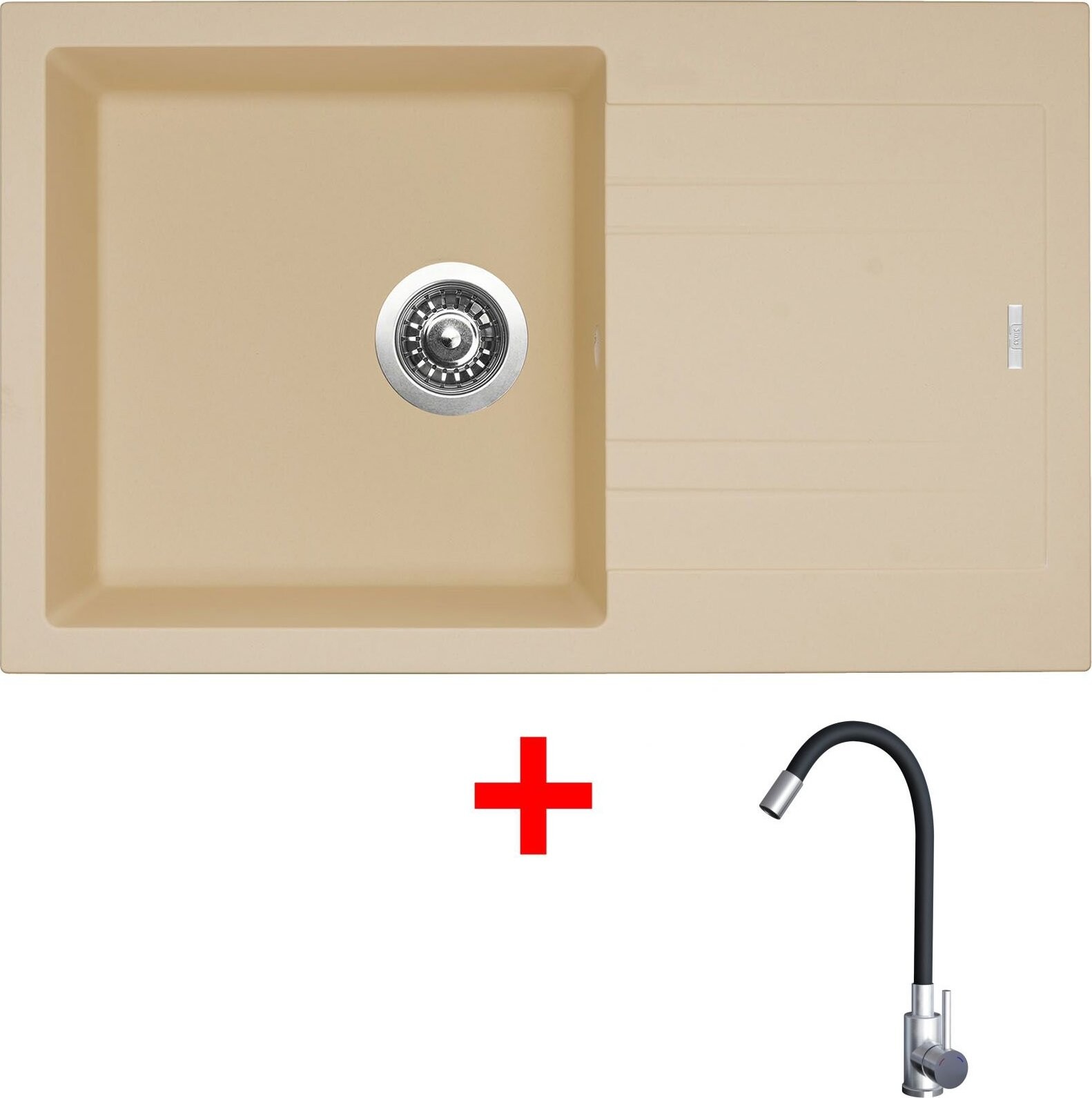 Sinks Linea 780 Sahara + Elasta nehrdzavejúca oceľ/čierny