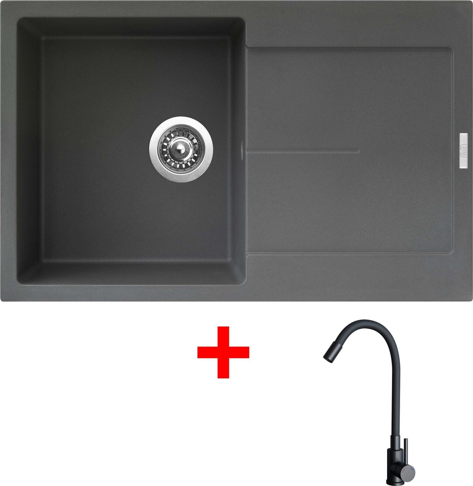 Sinks Ultima 790 Titanium + Elasta čierny matný
