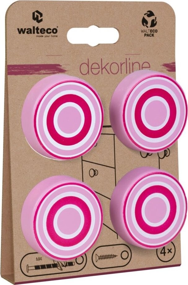 Walteco Set nábytkových knopek, kroužky růžové, průměr 40 mm, 4 ks
