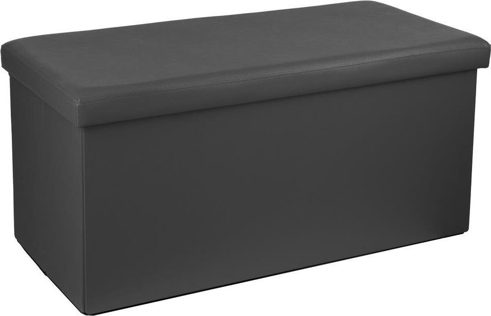 Atmosphera Velký pouf s úložným prostorem v tmavě šedé, hladké eko-kožené pouf, chodba pouf
