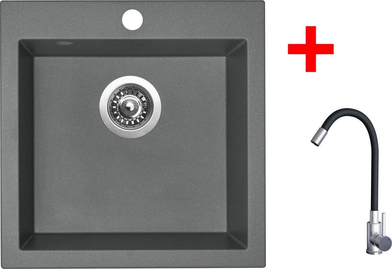 Sinks Viva 455 Titanium + Elasta nehrdzavejúca oceľ/čierny