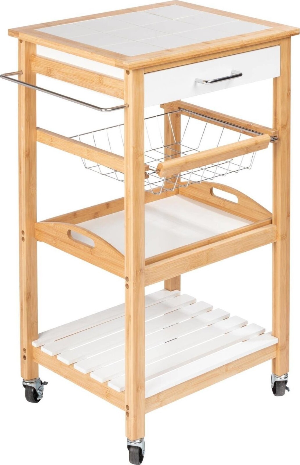 Wenko Finja Kuchyňský vozík, bambus + MDF, 38 × 49 × 81 cm