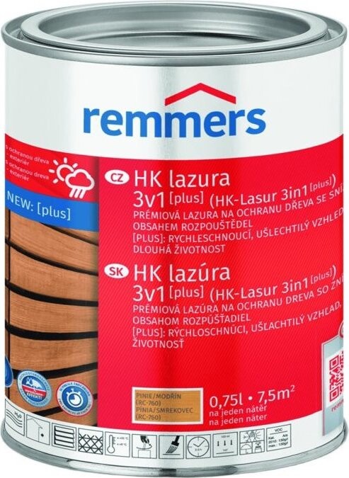 Remmers HK Lazura 3v1 [plus] 0,75 l Pinie-Larche / Pínie-Modřín