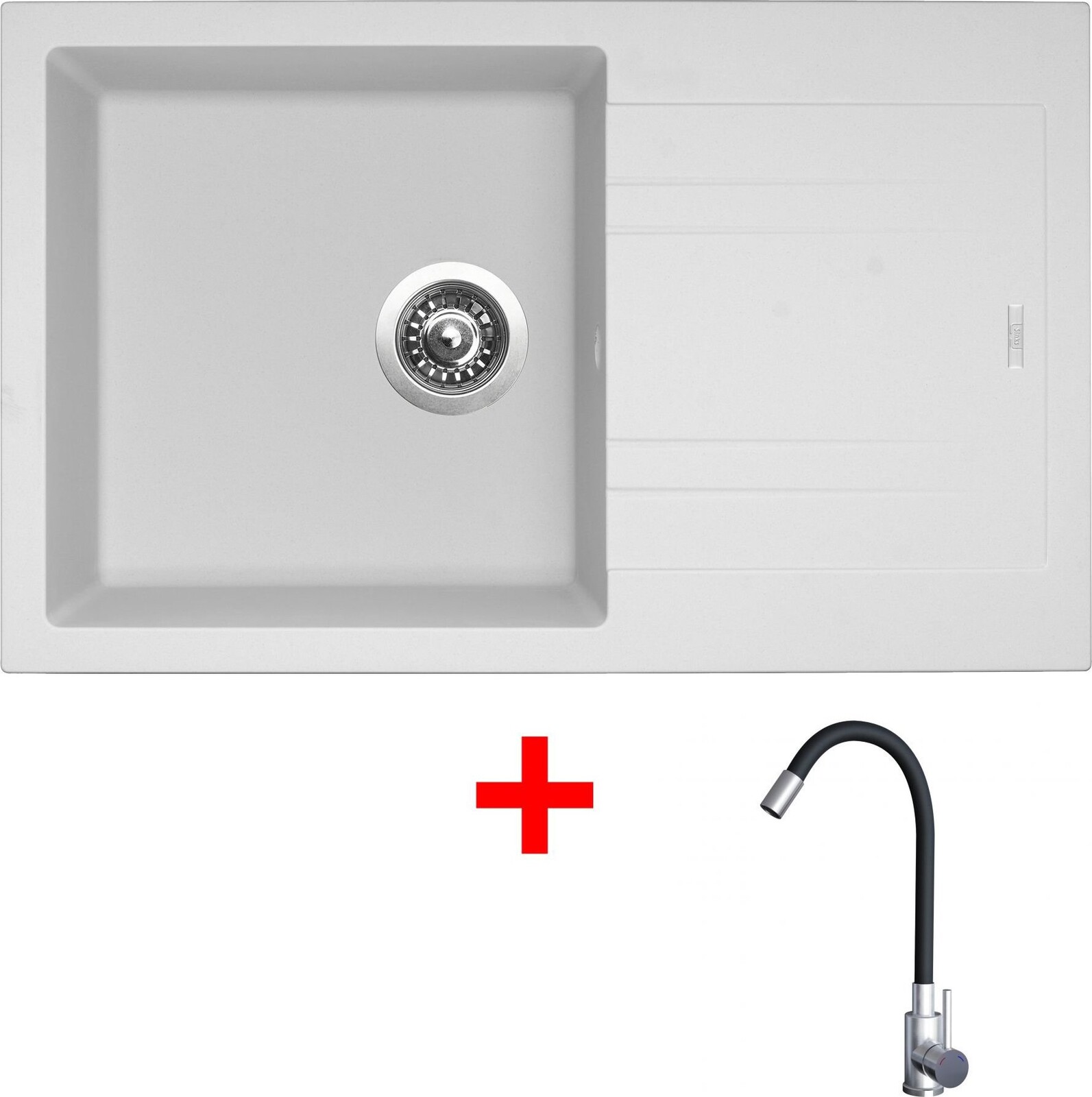 Sinks Linea 780 Milk + Elasta nehrdzavejúca oceľ/čierny