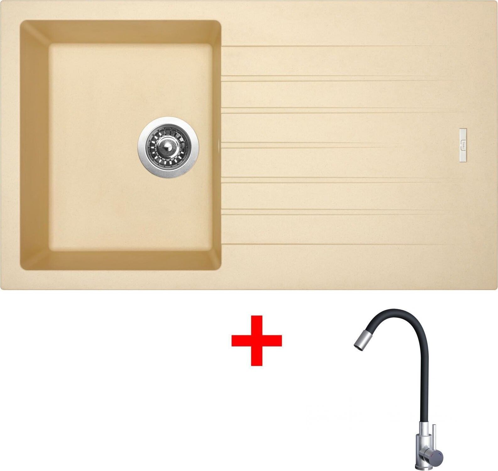 Sinks Perfecto 860 Sahara + Elasta nehrdzavejúca oceľ/čierny