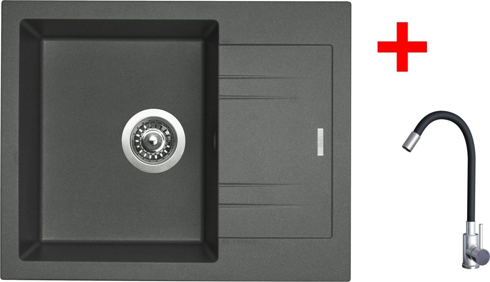 Sinks Linea 600 Titanium + Elasta nehrdzavejúca oceľ/čierny