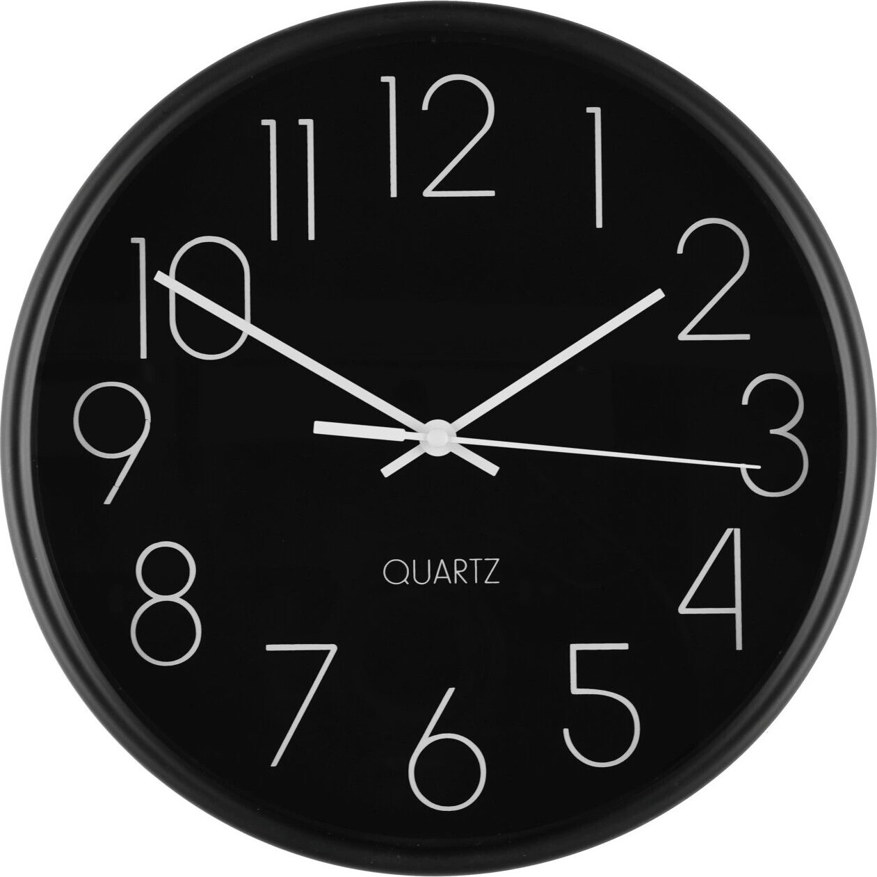 4Living Jednoduché nástěnné hodiny, průměr 25 cm, černé