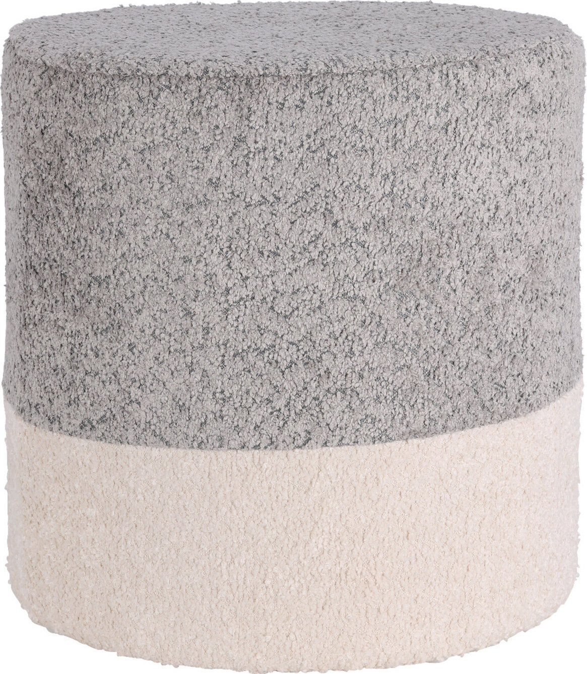 Home Styling Collection, Kulatý čalouněný puf ve dvou barvách boucle, 34 × 35 cm, šedý