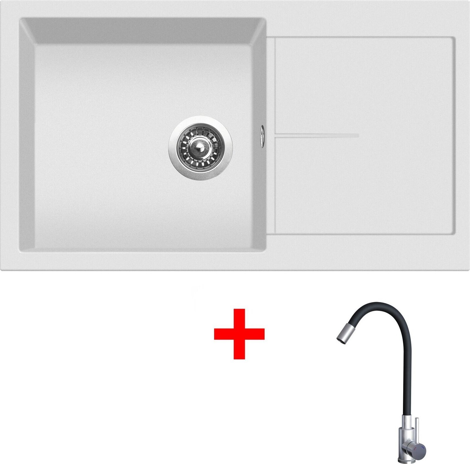 Sinks Infinity 860 Milk + Elasta nehrdzavejúca oceľ/čierny