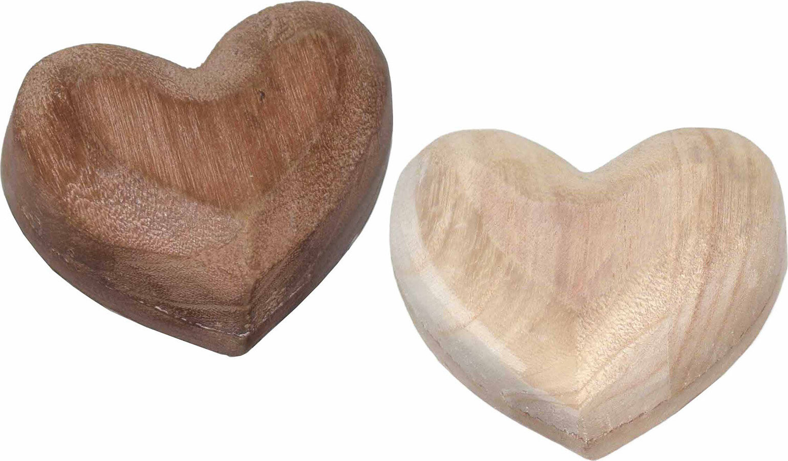 by inspire Dřevěná dekorace Srdce světlé a tmavé 10 cm, set 2 ks